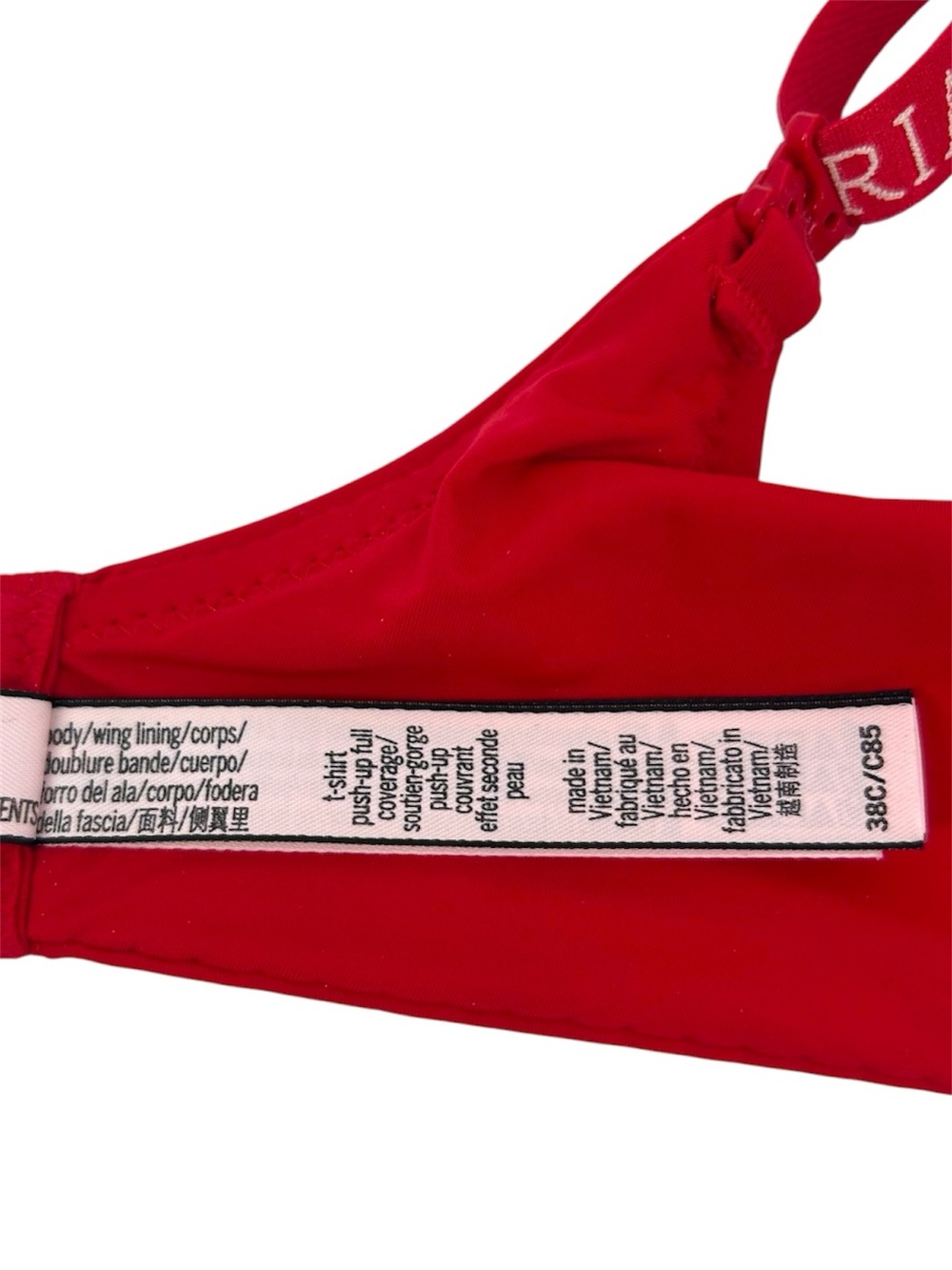 NEW Victoria’s Secret Red Logo Strap T-Shirt Push-Up Full Coverage Bra Size 38C - Picture 11 of 12